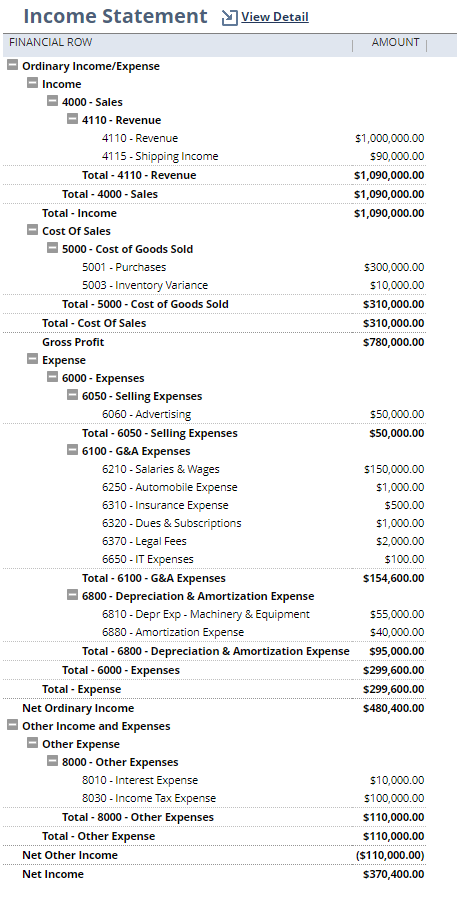 income statement format with ebitda